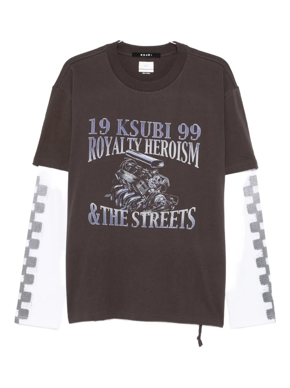 Ksubi Engine-print Long-sleeve T-shirt In Gray