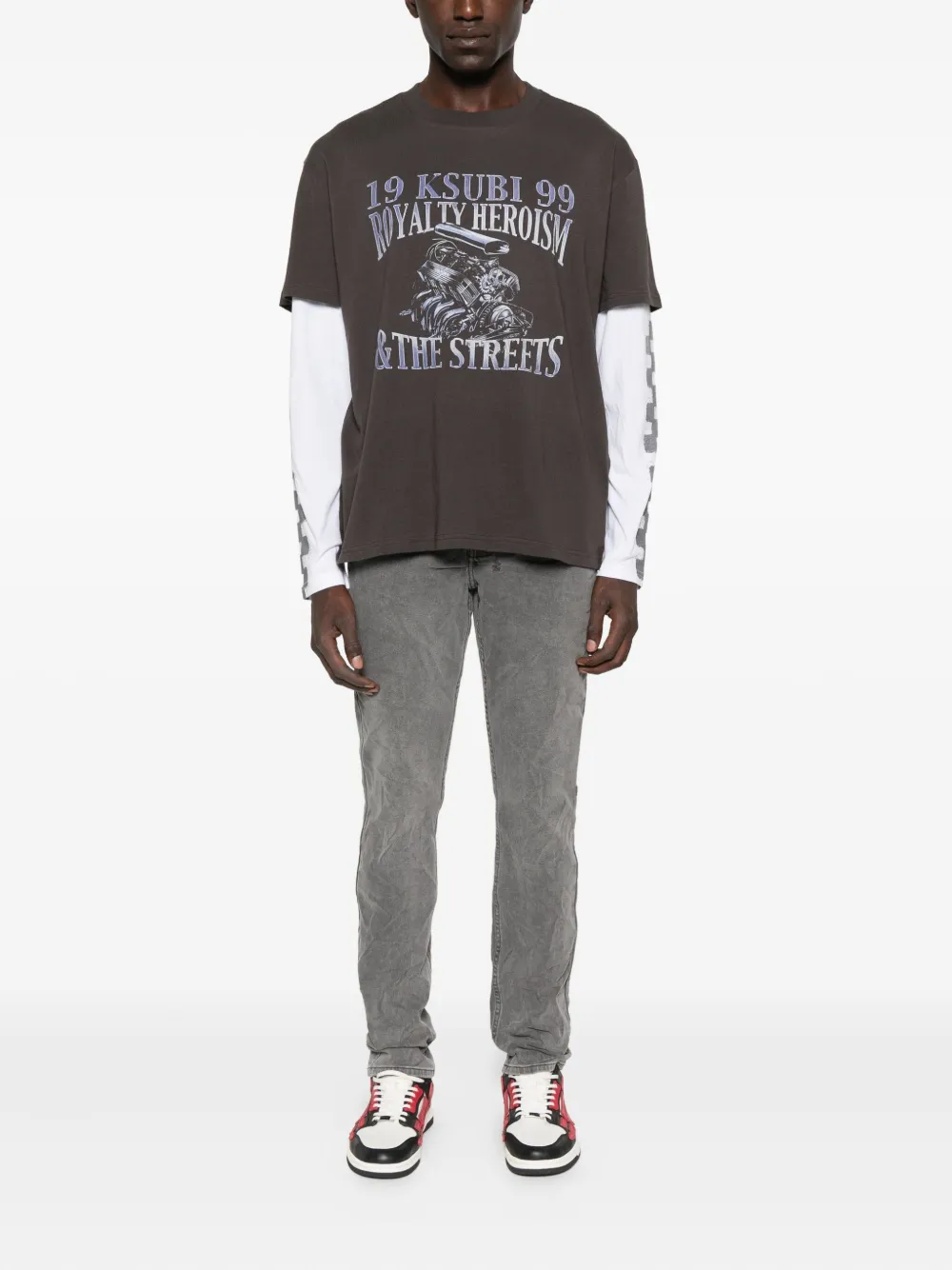 Ksubi T-shirt met print en lange mouwen - Grijs