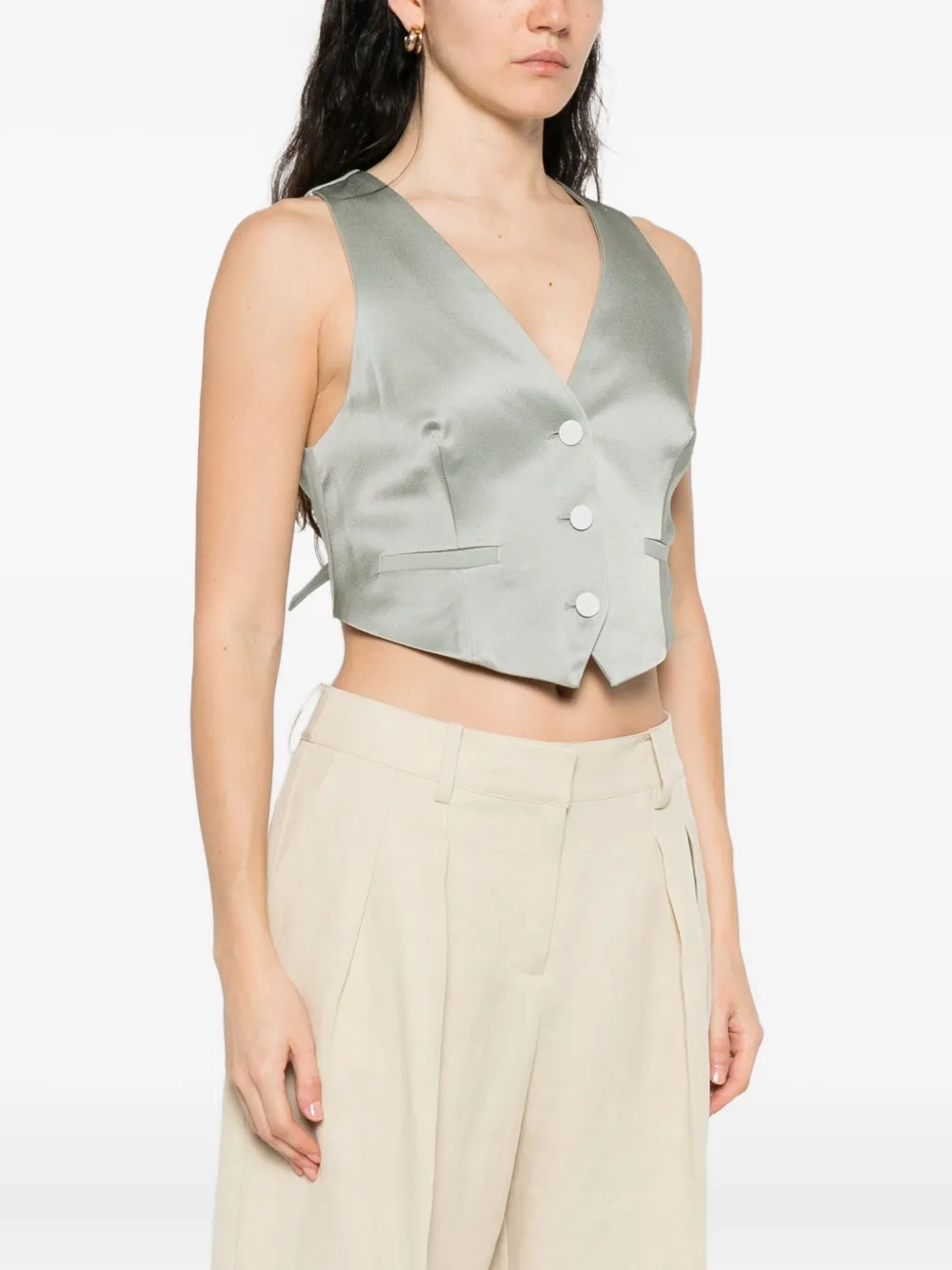Forte Gilet met knoopsluiting en zak Groen
