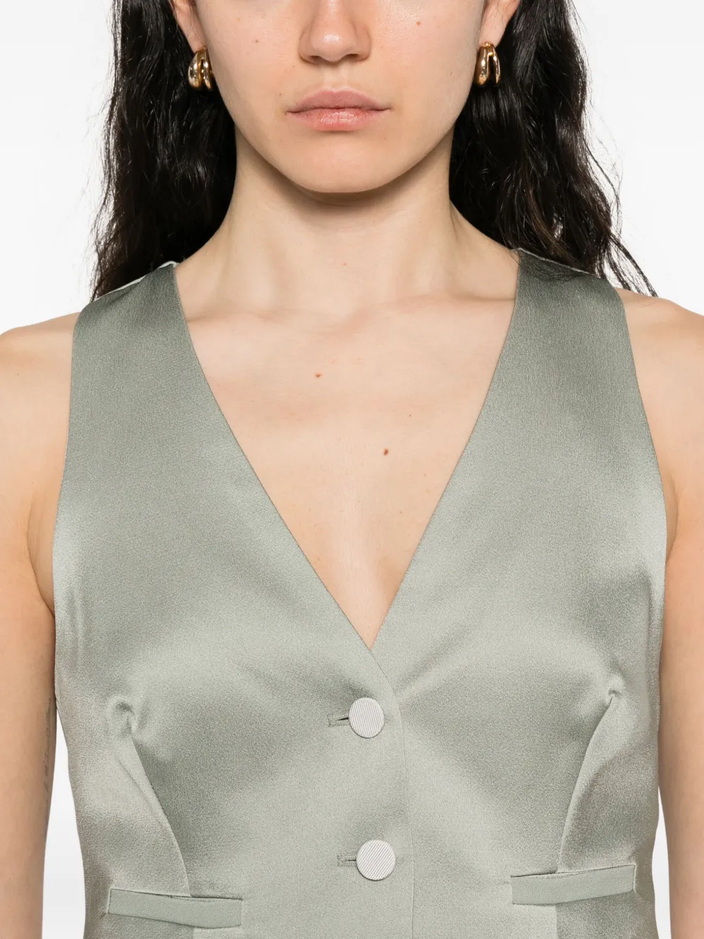 Forte Gilet met knoopsluiting en zak Groen