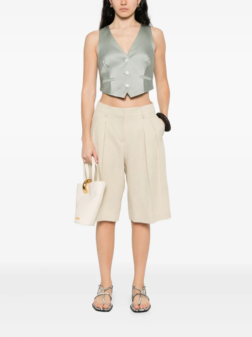 Forte Gilet met knoopsluiting en zak Groen