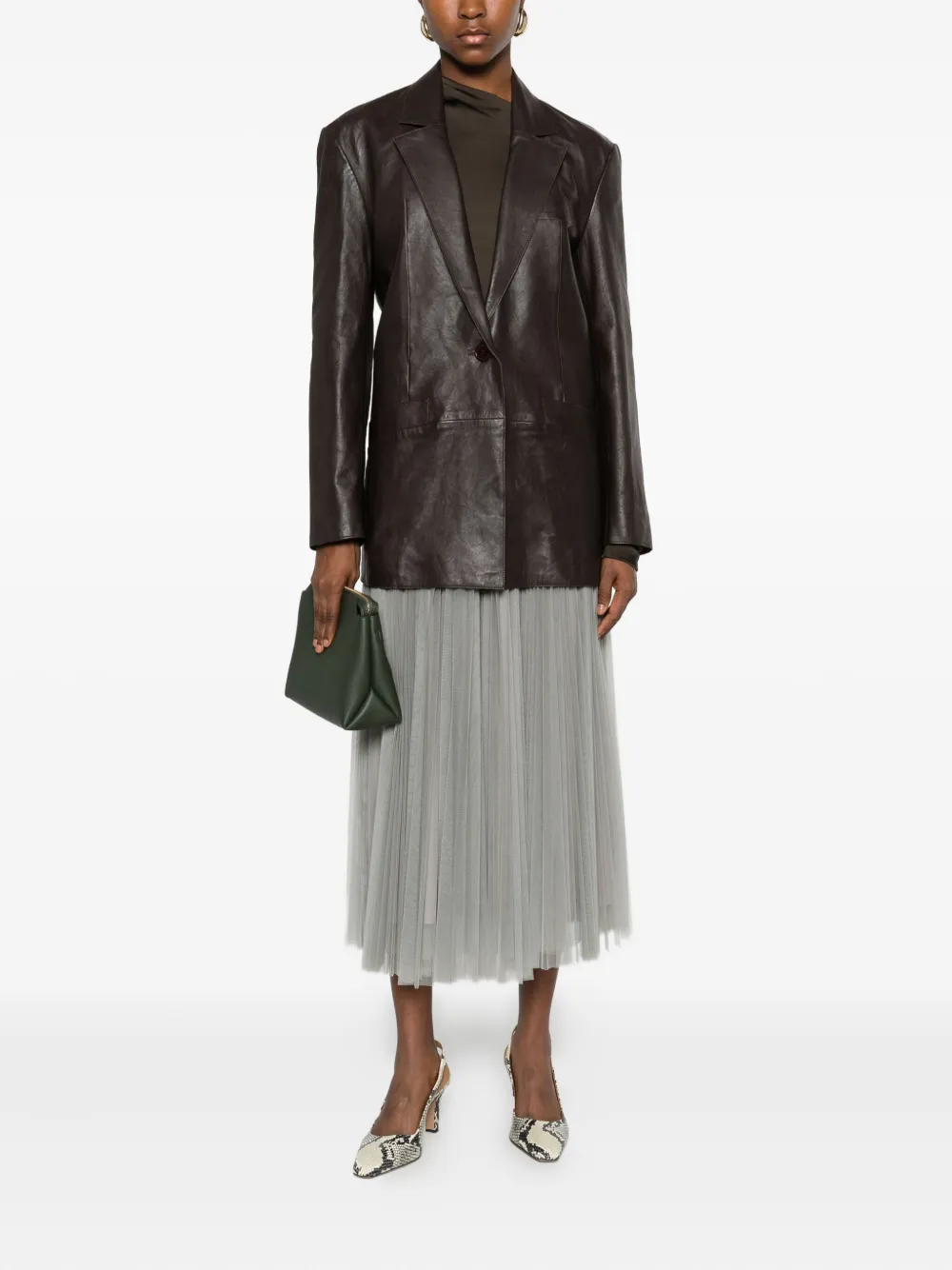 Forte Forte Leather Single-breasted Blazer In Brown