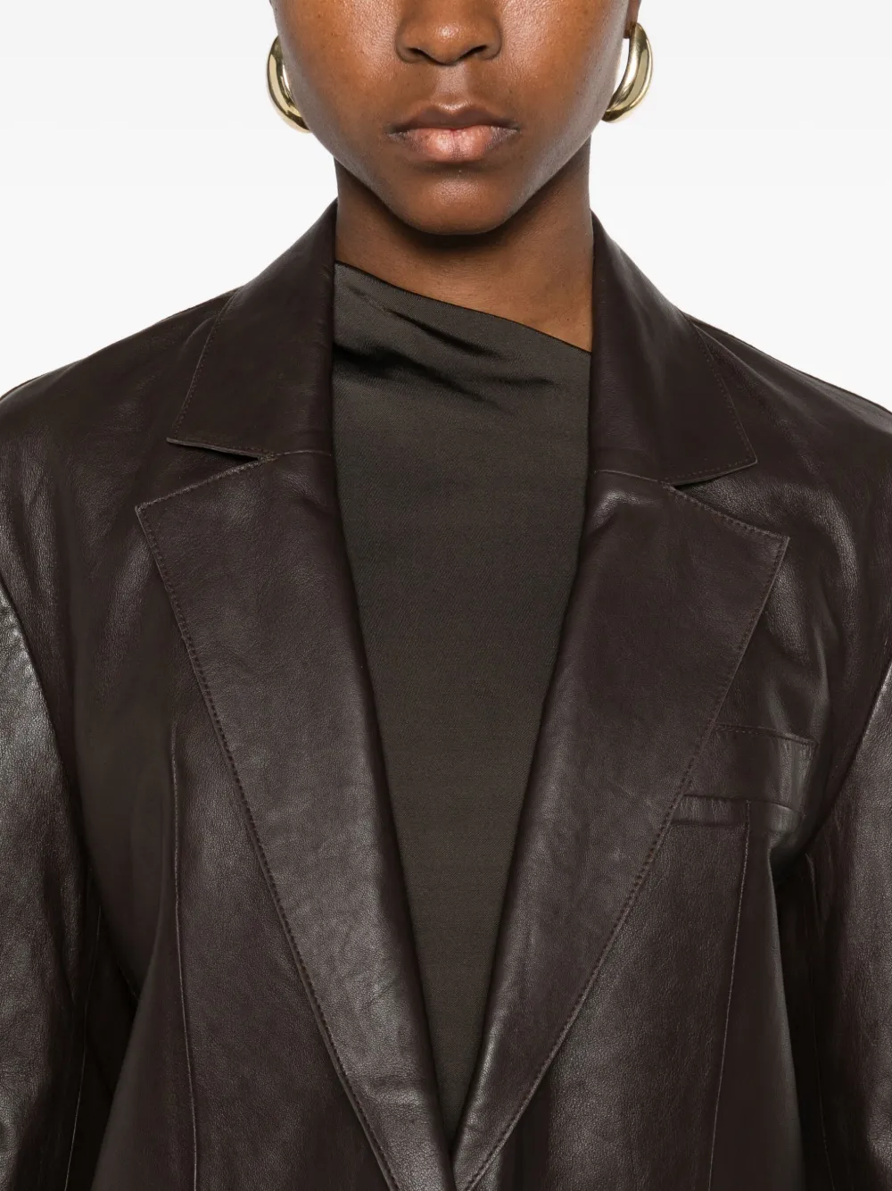 Forte Forte Leather Single-breasted Blazer In Brown