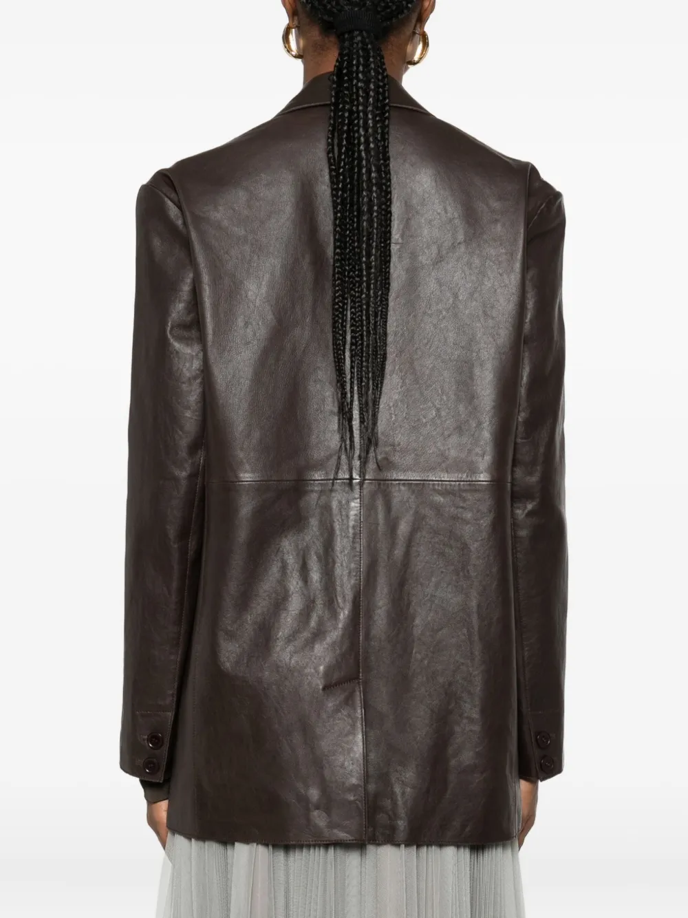 Forte Forte Leather Single-breasted Blazer In Brown