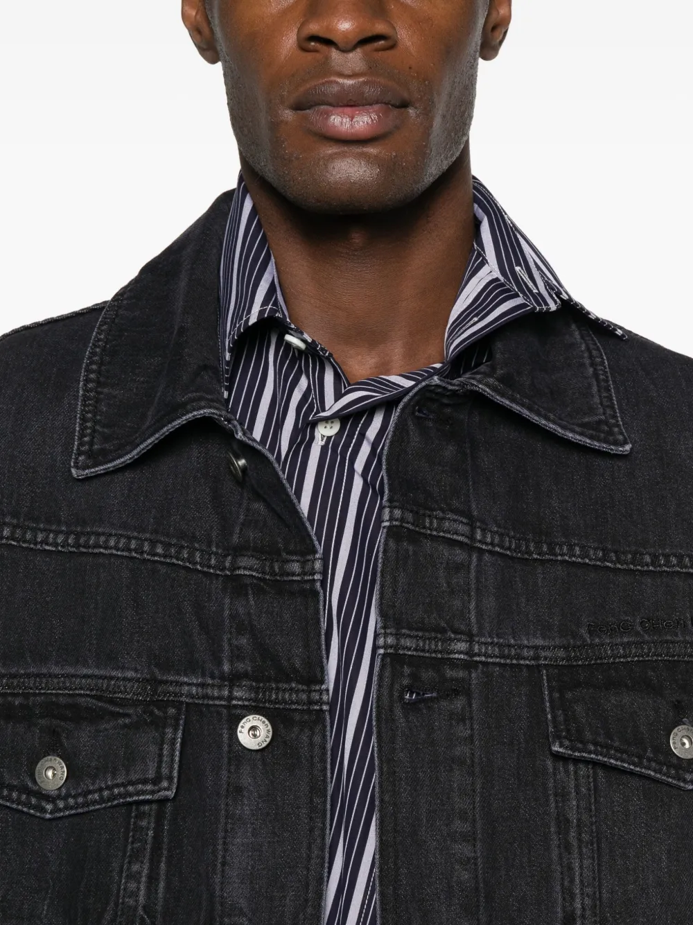 Feng Chen Wang Dip-dye Denim Jacket In Black