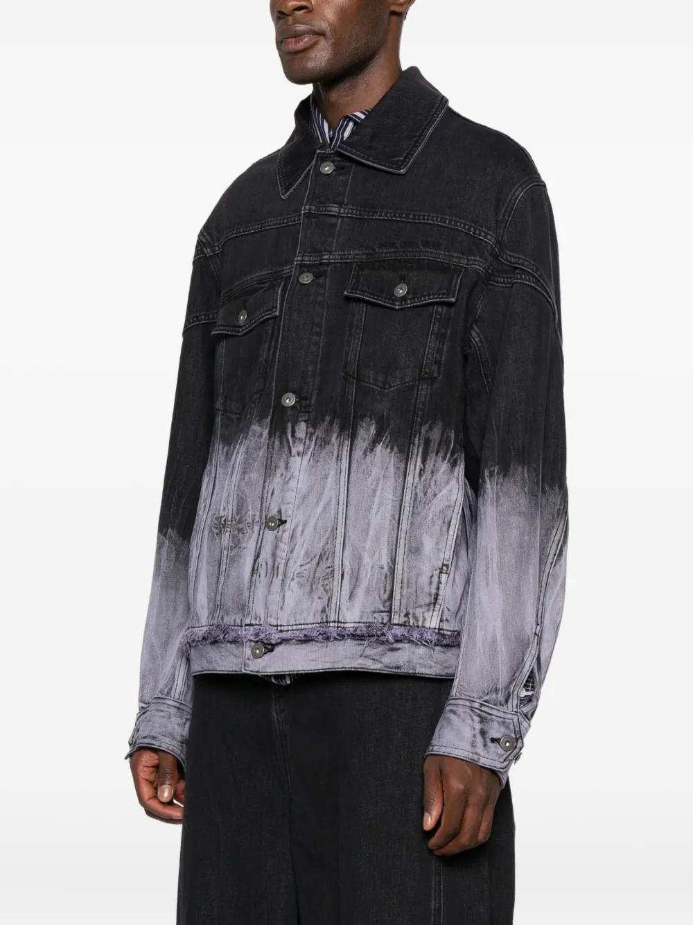 Feng Chen Wang Dip-dye Denim Jacket In Black