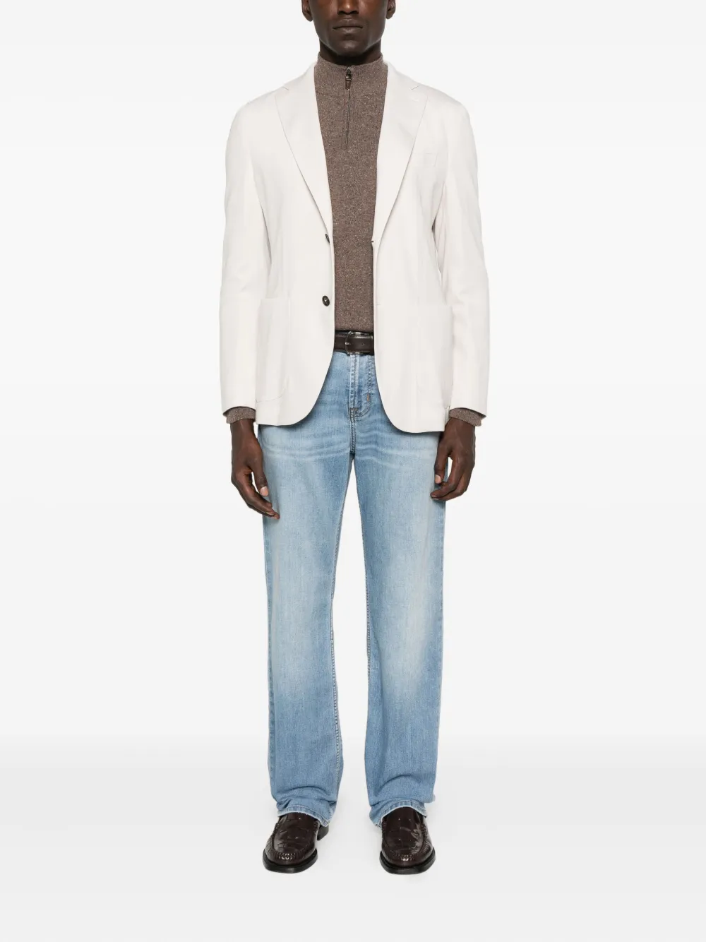 Eleventy two-button patch-pocket blazer Beige