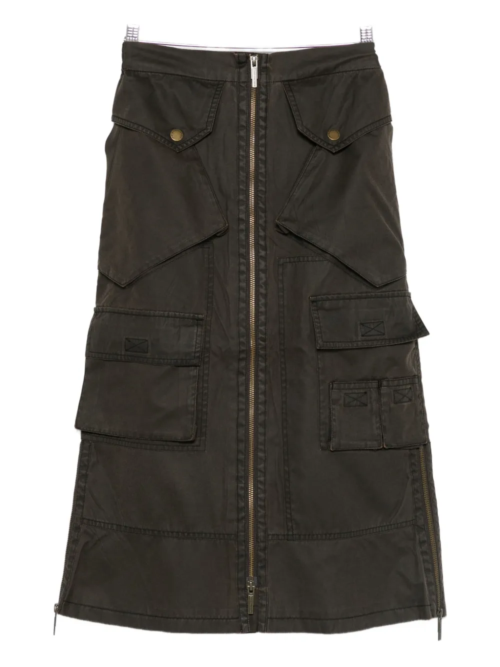 Feng Chen Wang zip-fastening pocket skirt - Marrone