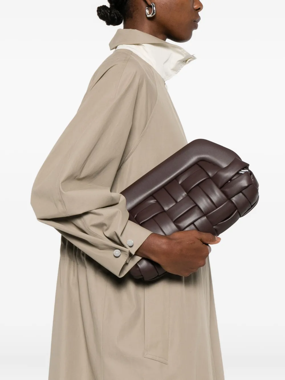 Themoirè Bios woven clutch bag - Bruin