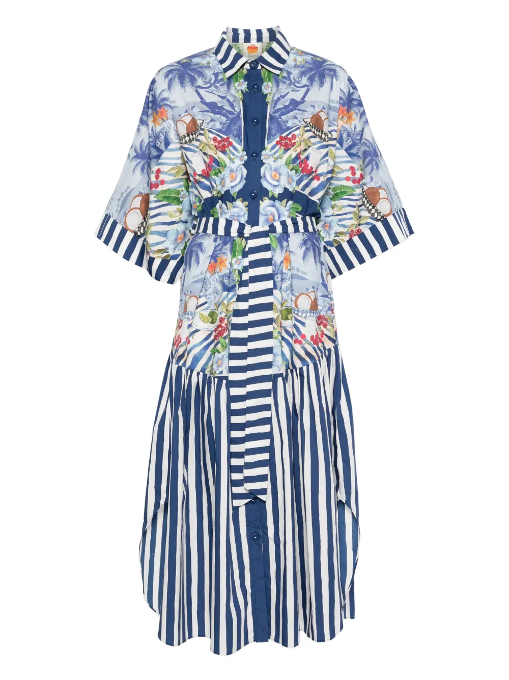 FARM Rio floral-print striped dress | Blue | Image 1