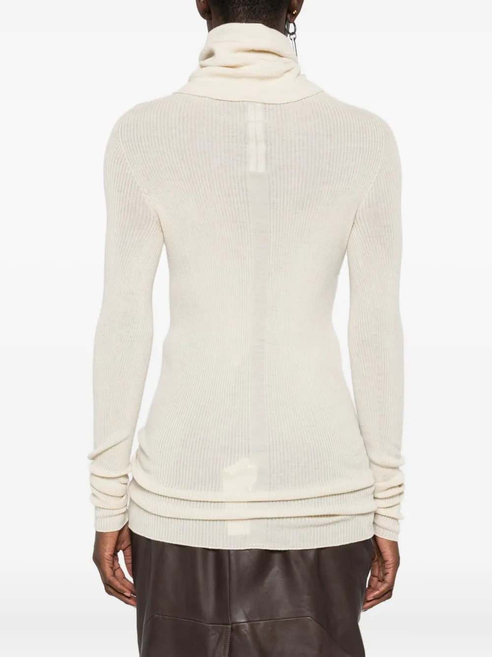 Rick Owens Geribbelde coltrui Beige