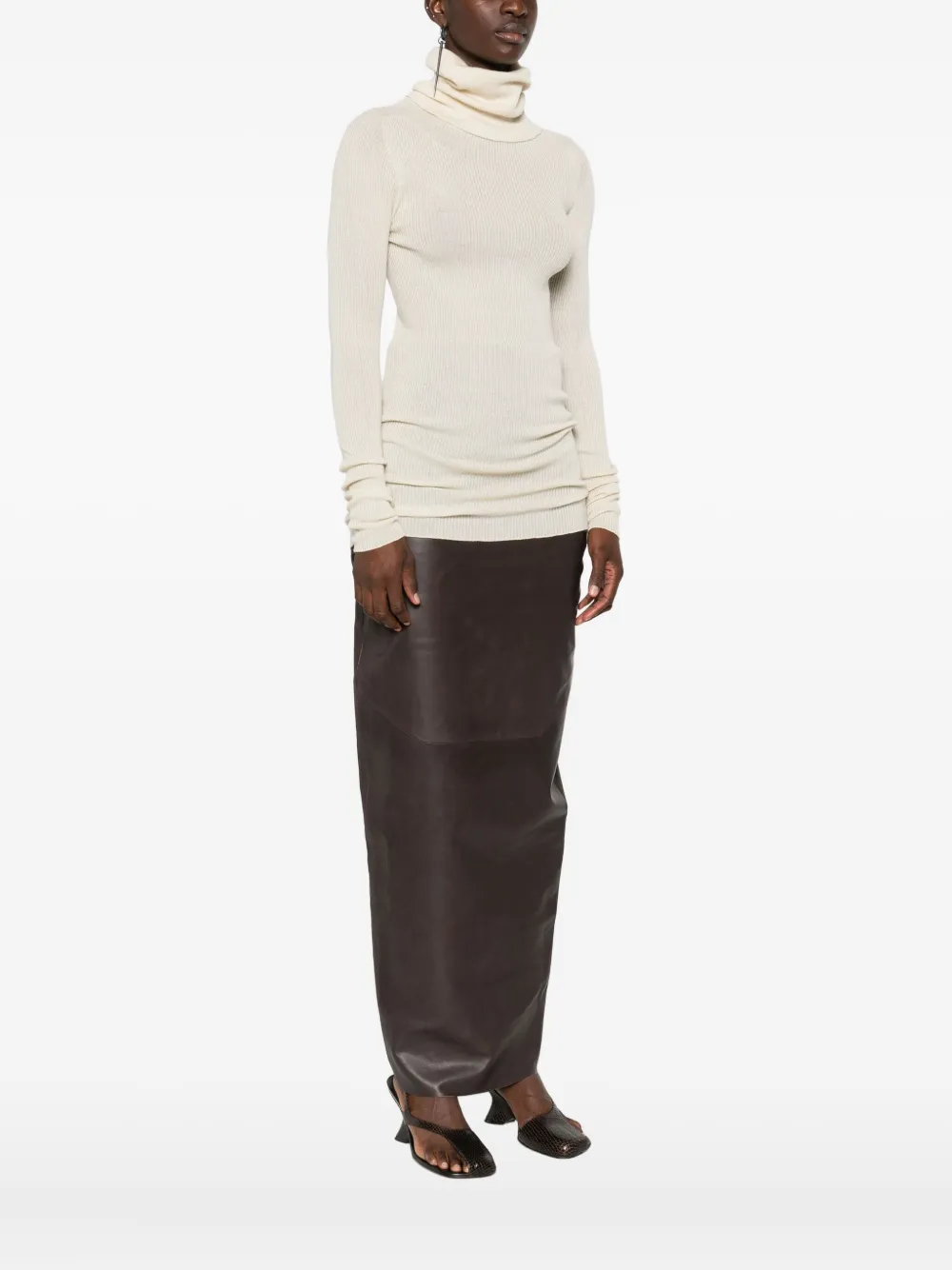 Rick Owens Geribbelde coltrui Beige