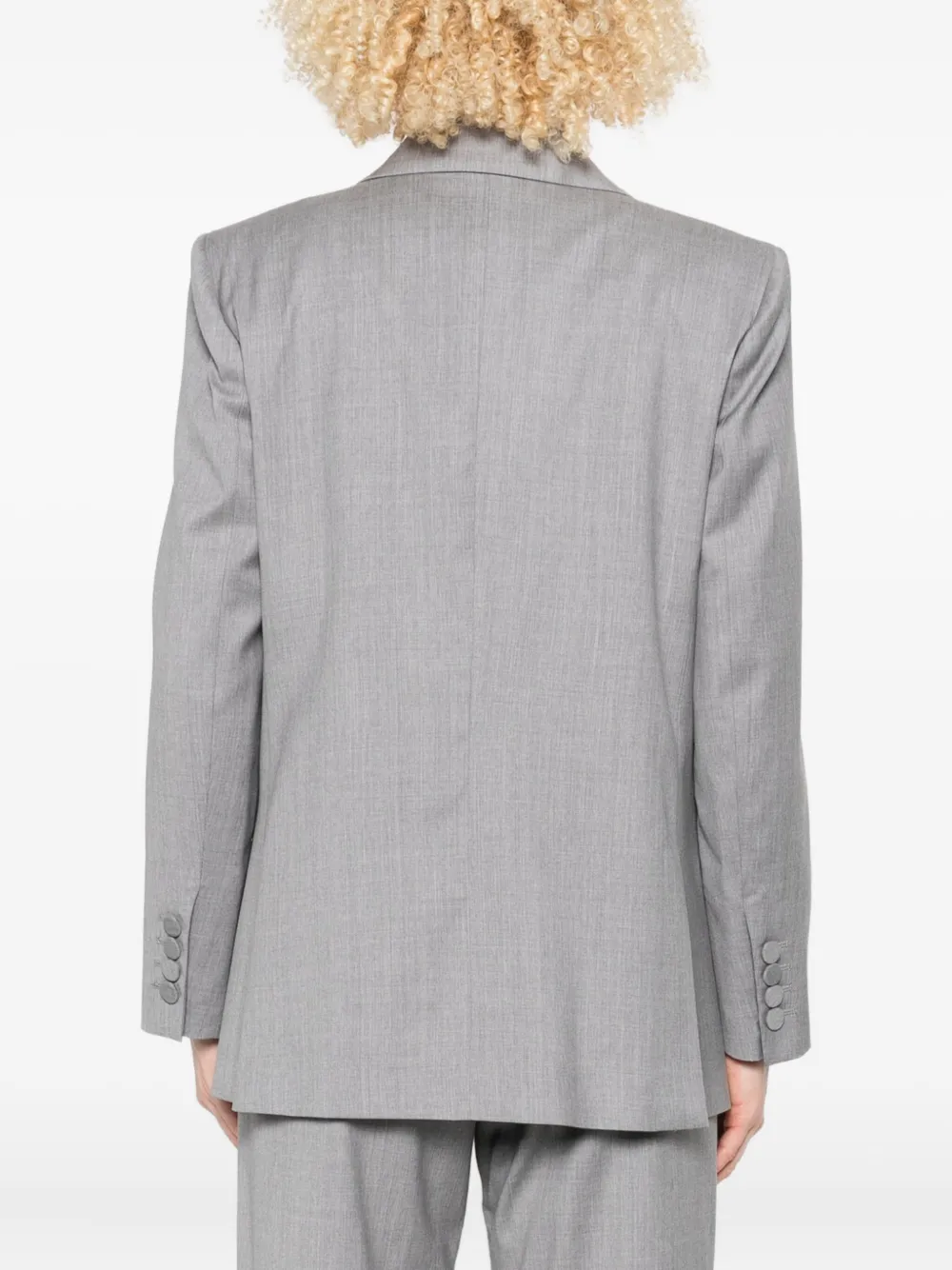 Blazé Milano Double-breasted Curved-pocket Blazer In Gray