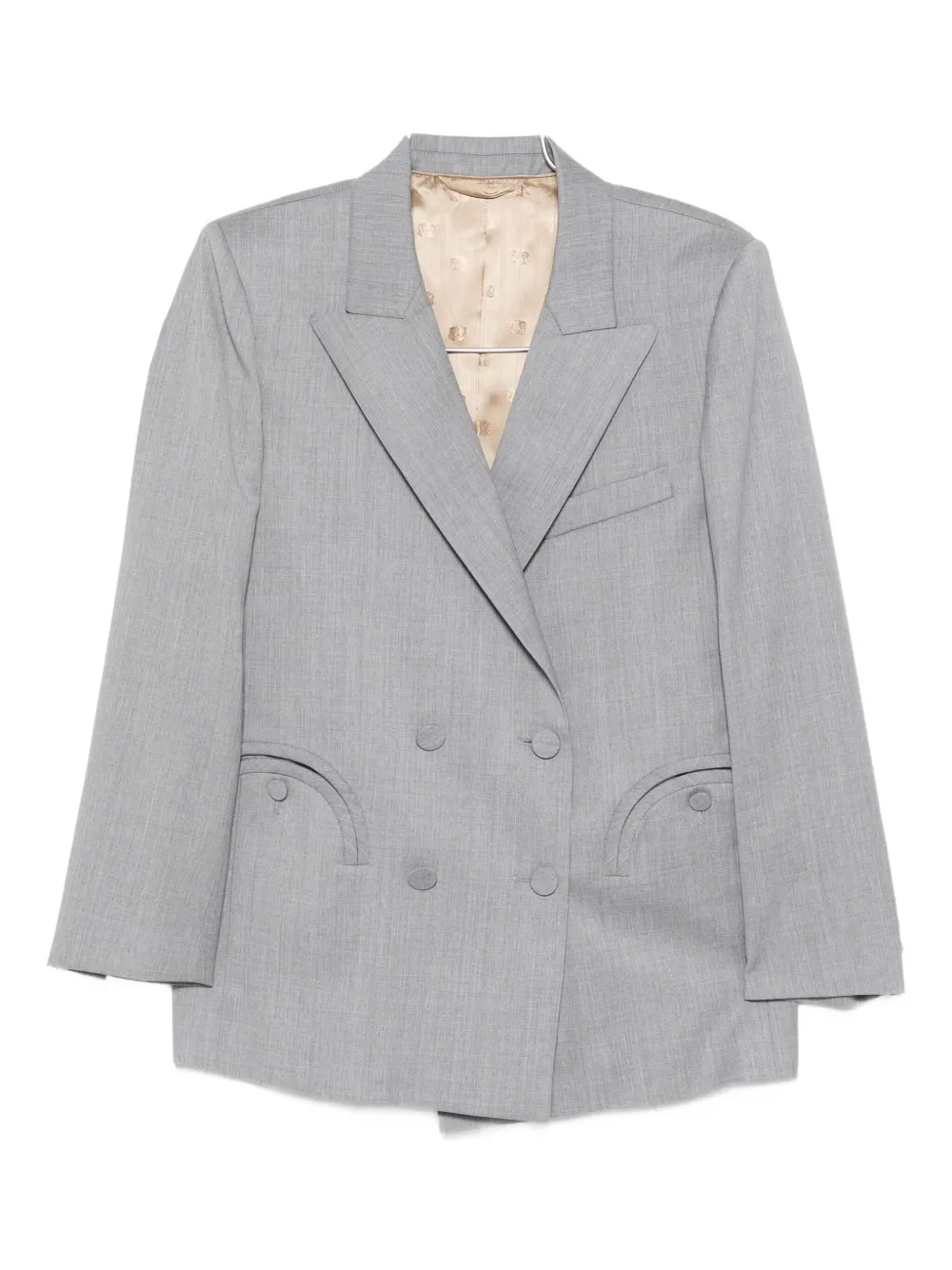 Blazé Milano Double-breasted Curved-pocket Blazer In Gray