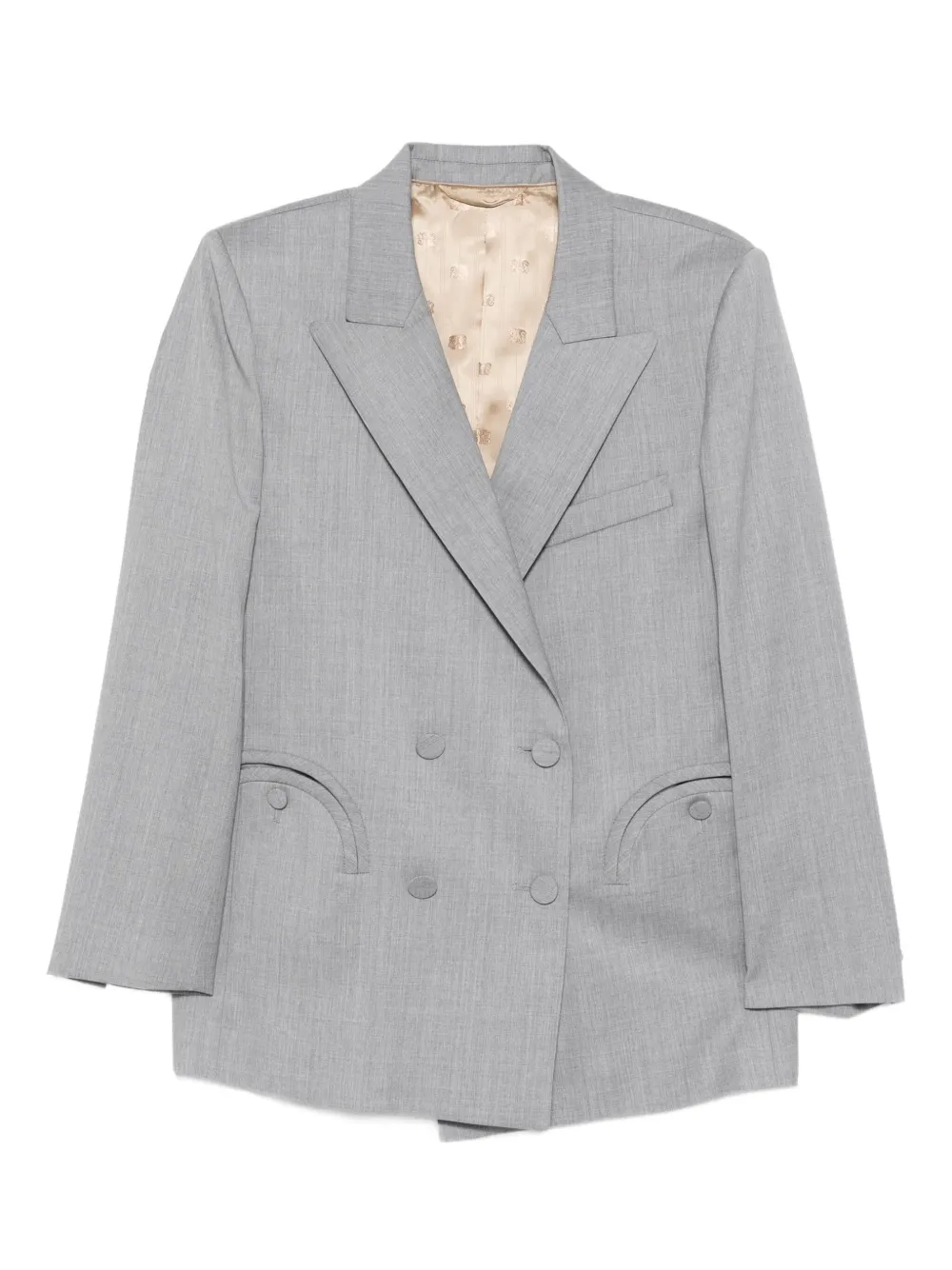 double-breasted curved-pocket blazer