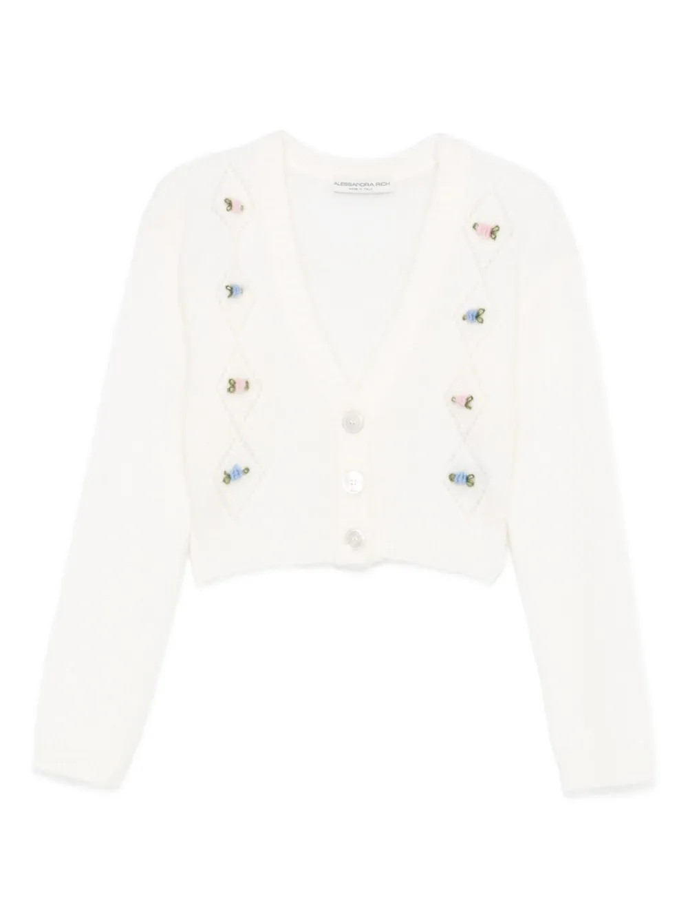 Alessandra Rich floral-embroidered button cardigan Wit