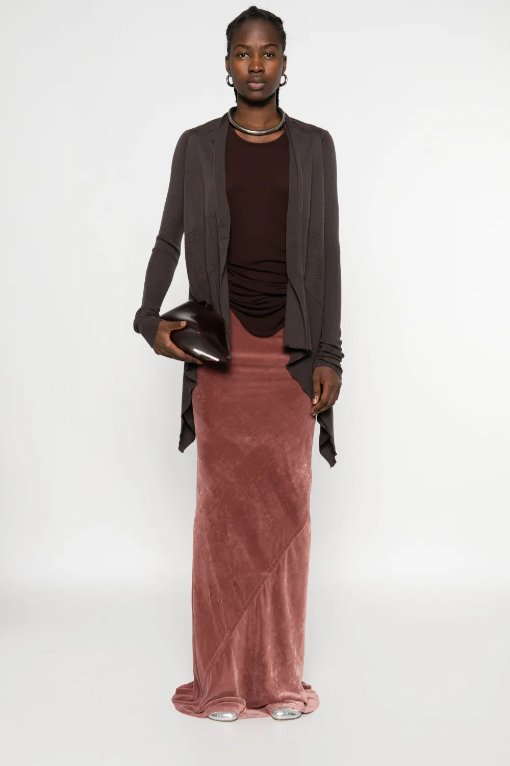 Rick Owens Asymmetric Cardigan In Gray