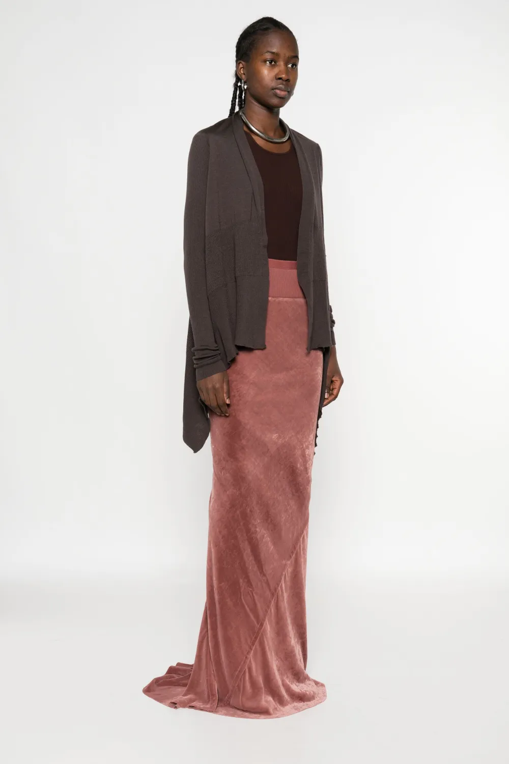 Rick Owens Asymmetric Cardigan In Gray