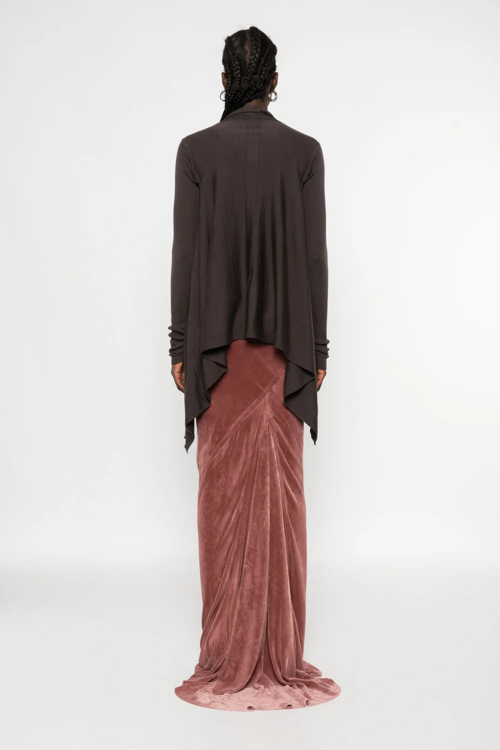 Rick Owens Asymmetric Cardigan In Gray