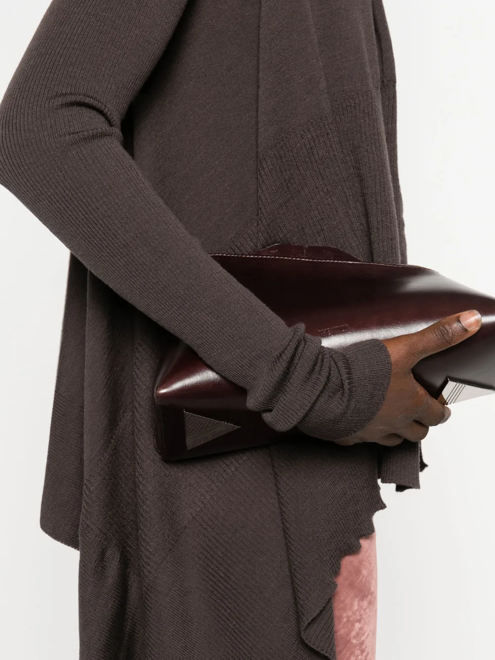 Rick Owens Asymmetric Cardigan In Gray