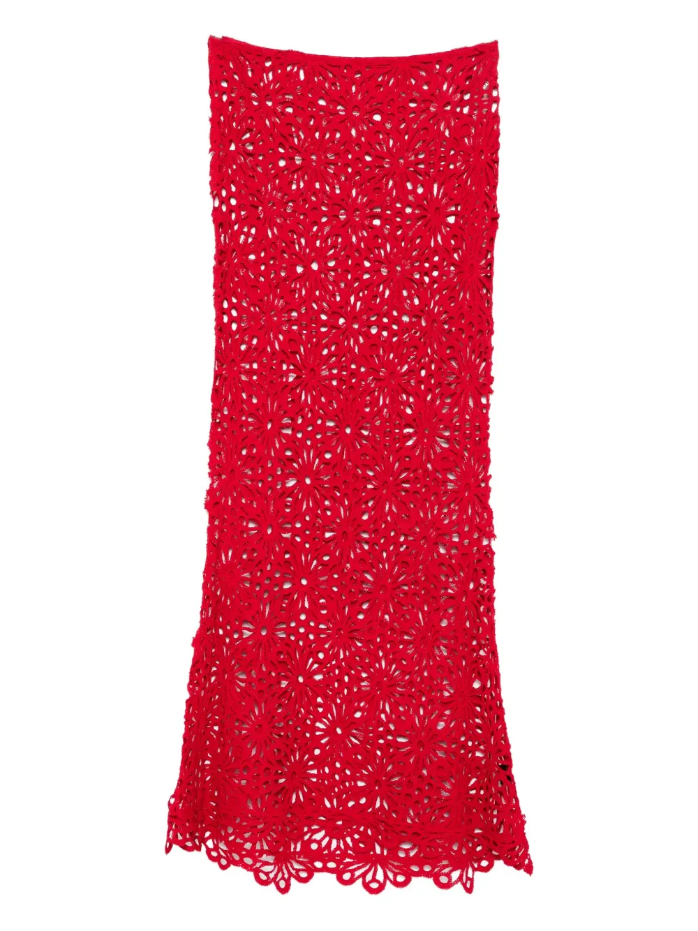 Norma Kamali Floral-lace Skirt In Red