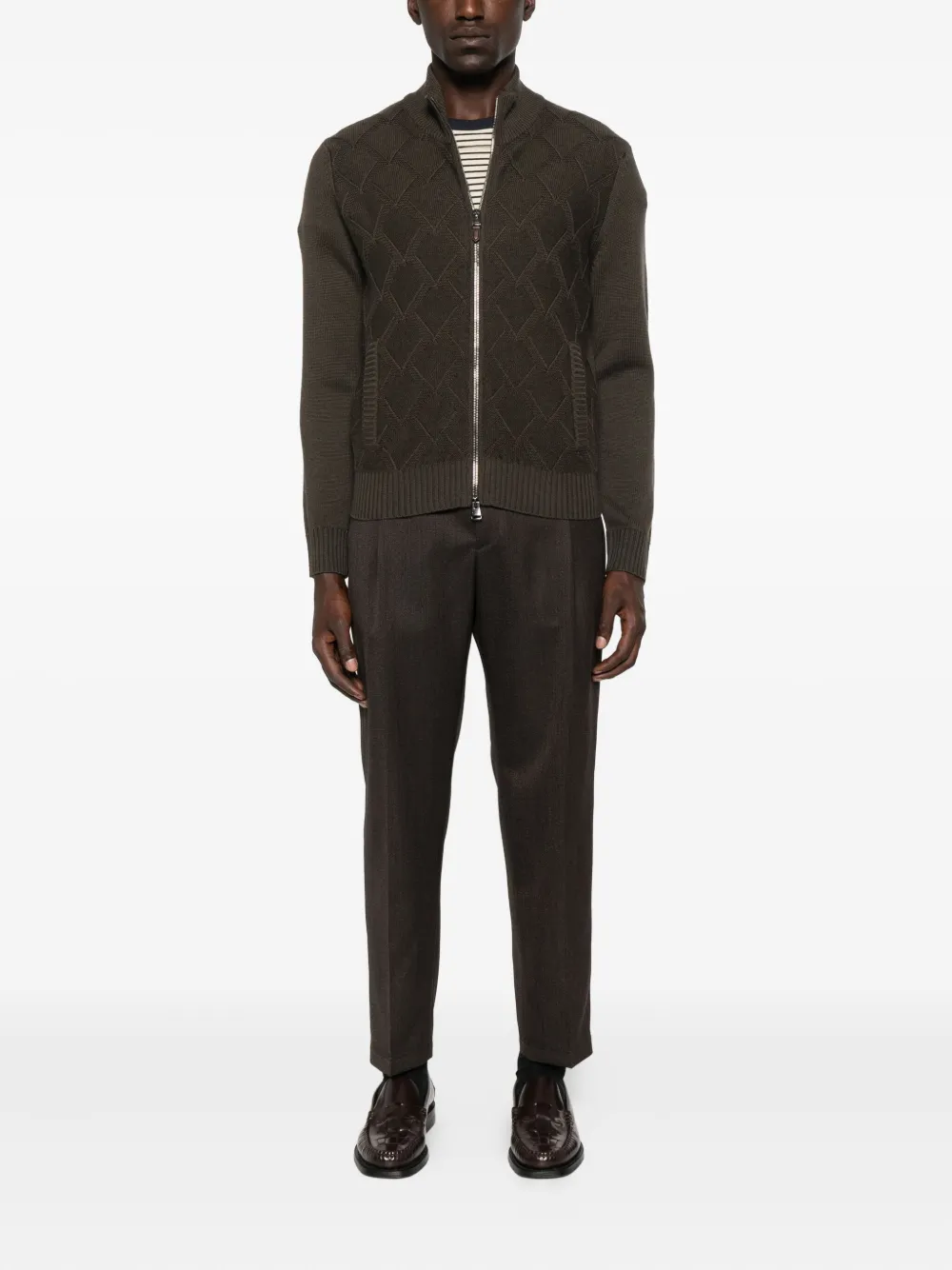 Caruso drawstring herringbone trousers - Bruin