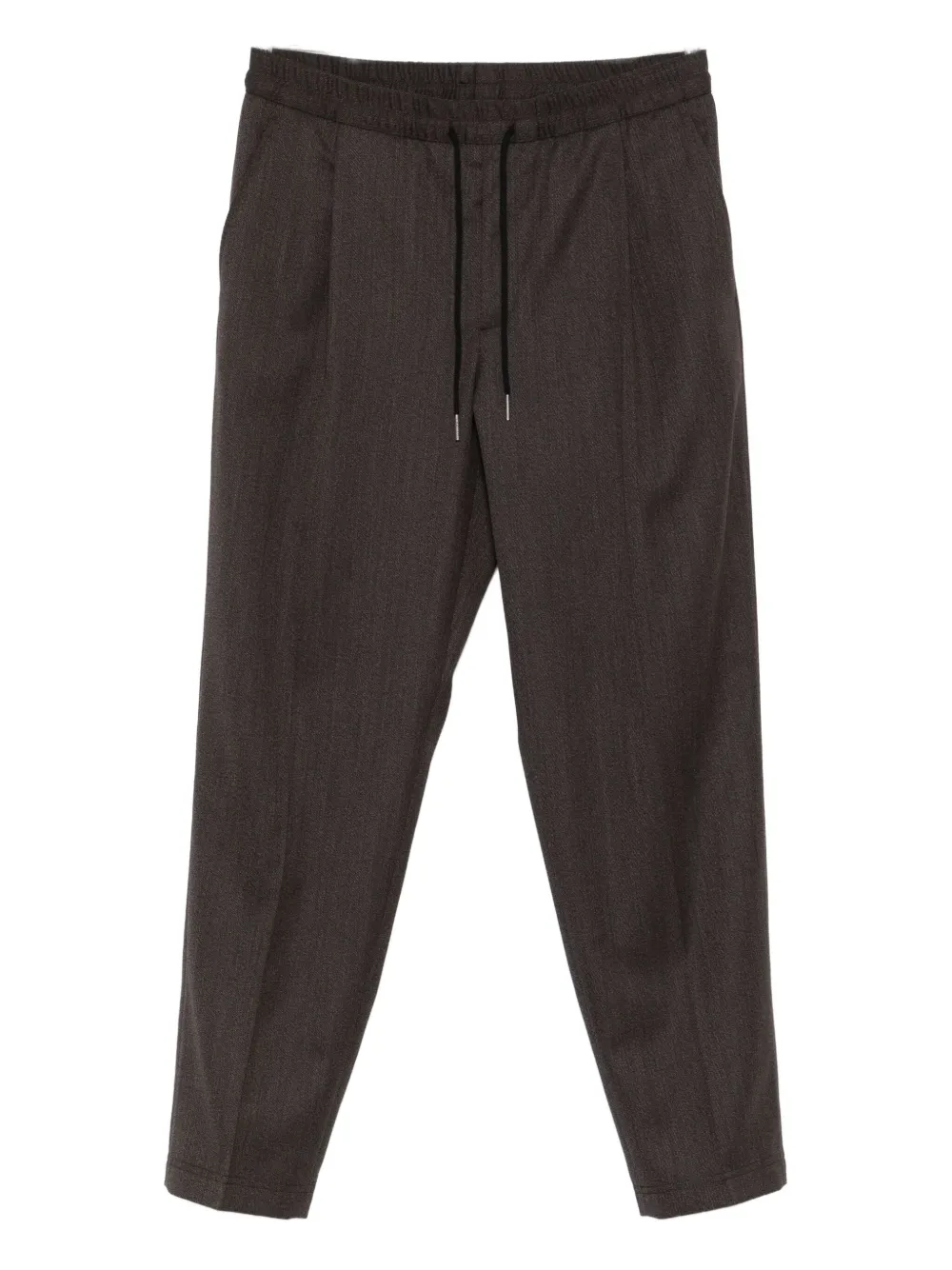 Caruso Drawstring Herringbone Trousers In Brown