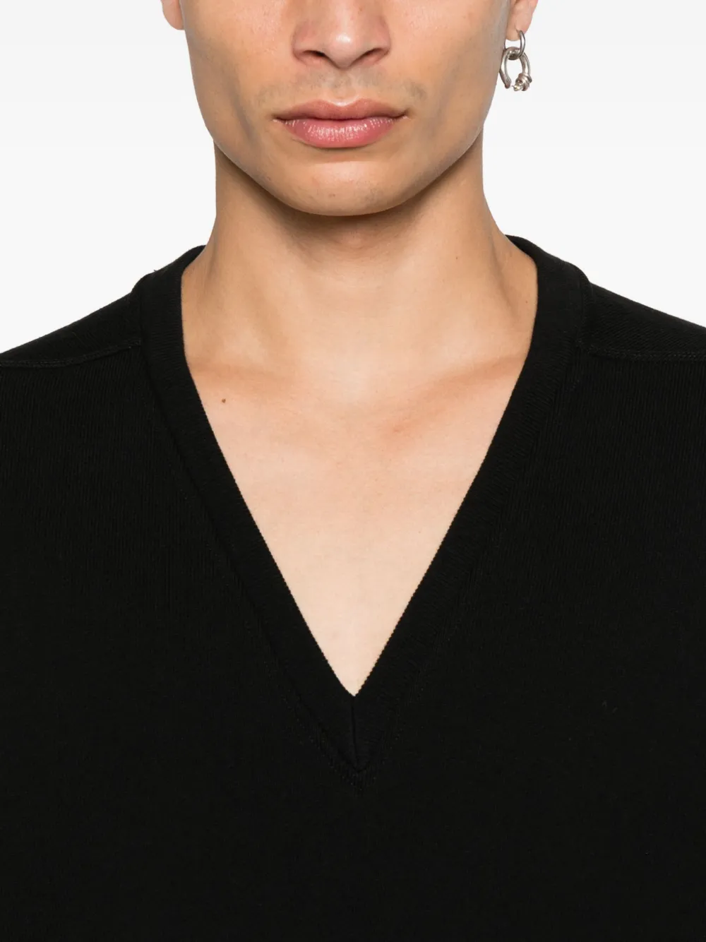 Rick Owens V-neck T-shirt Zwart