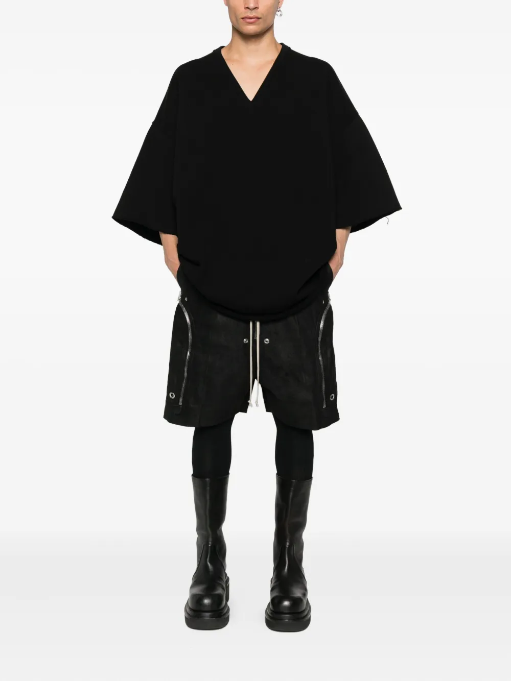 Rick Owens V-neck T-shirt Zwart