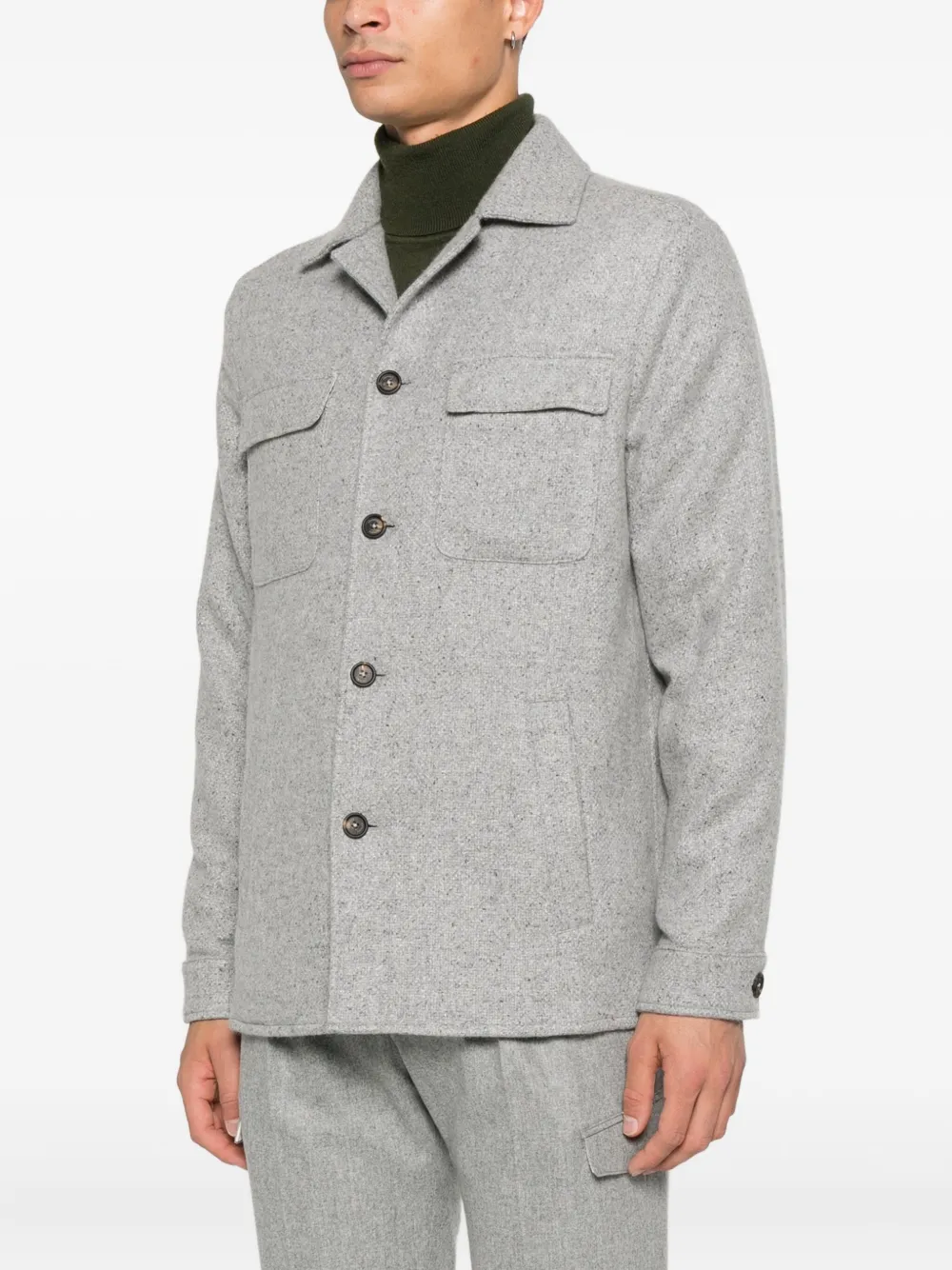 Eleventy Shirtjack met knoopzak Grijs