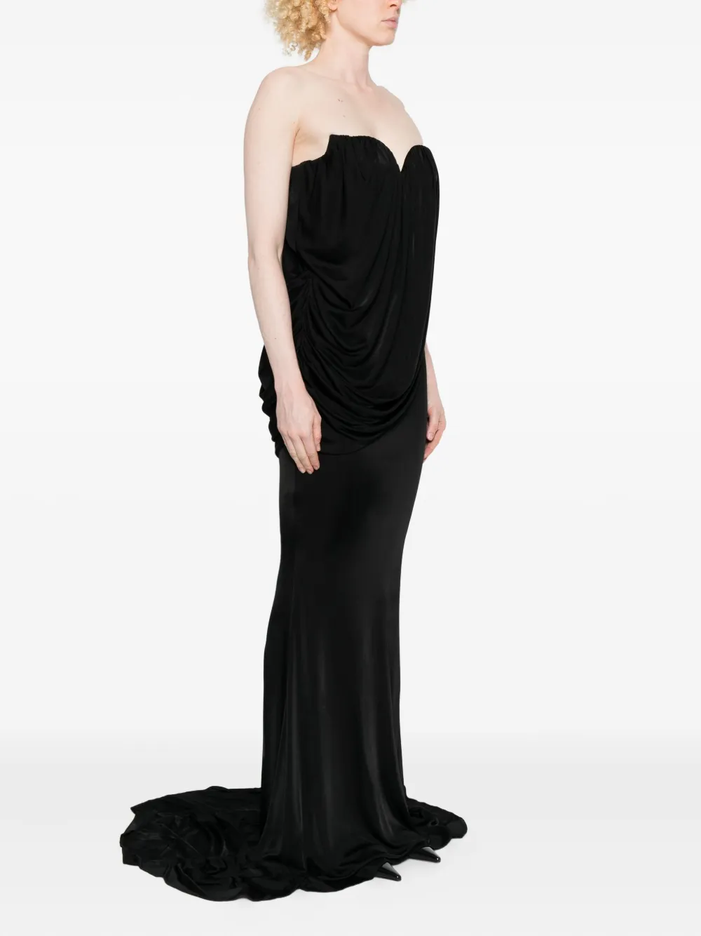 Giuseppe Di Morabito Draped Strapless Cowl-neck Gown In Black