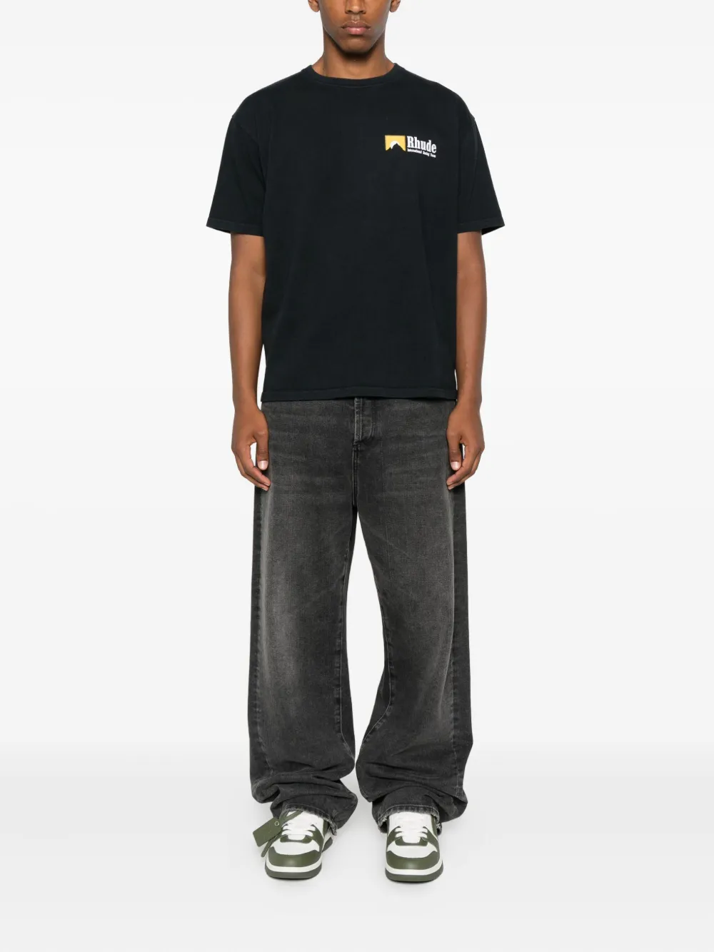 RHUDE logo-print T-shirt Zwart