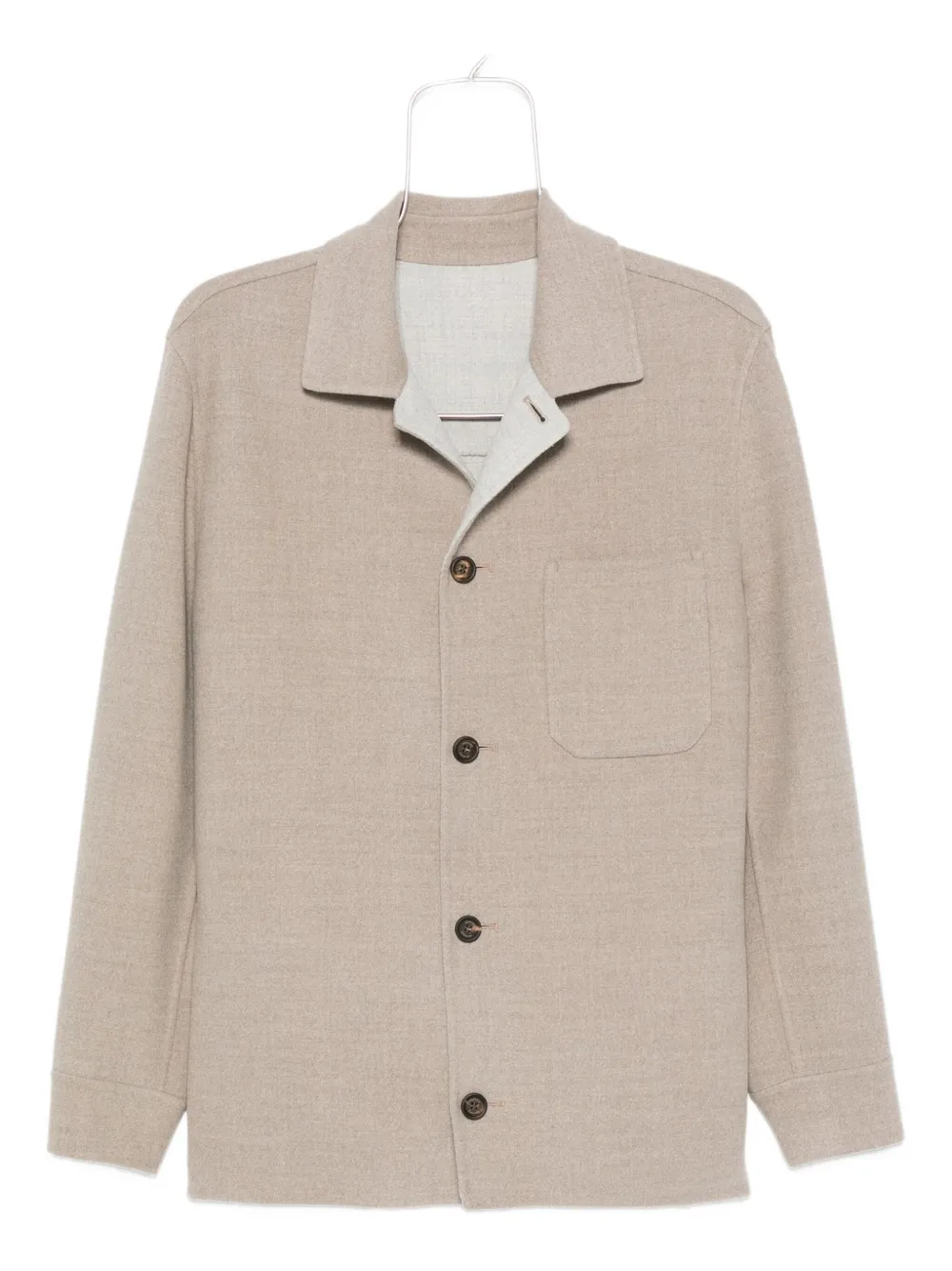 Eleventy button-fastening patch-pocket jacket Beige