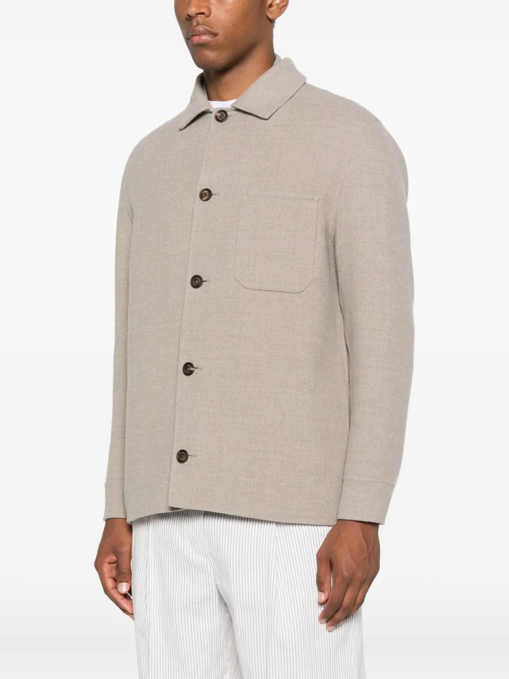 Eleventy button-fastening patch-pocket jacket Beige