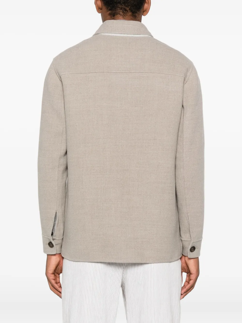 Eleventy button-fastening patch-pocket jacket Beige