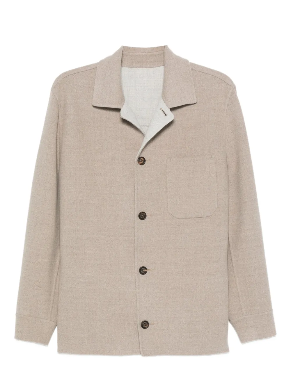 Eleventy button-fastening patch-pocket jacket Beige