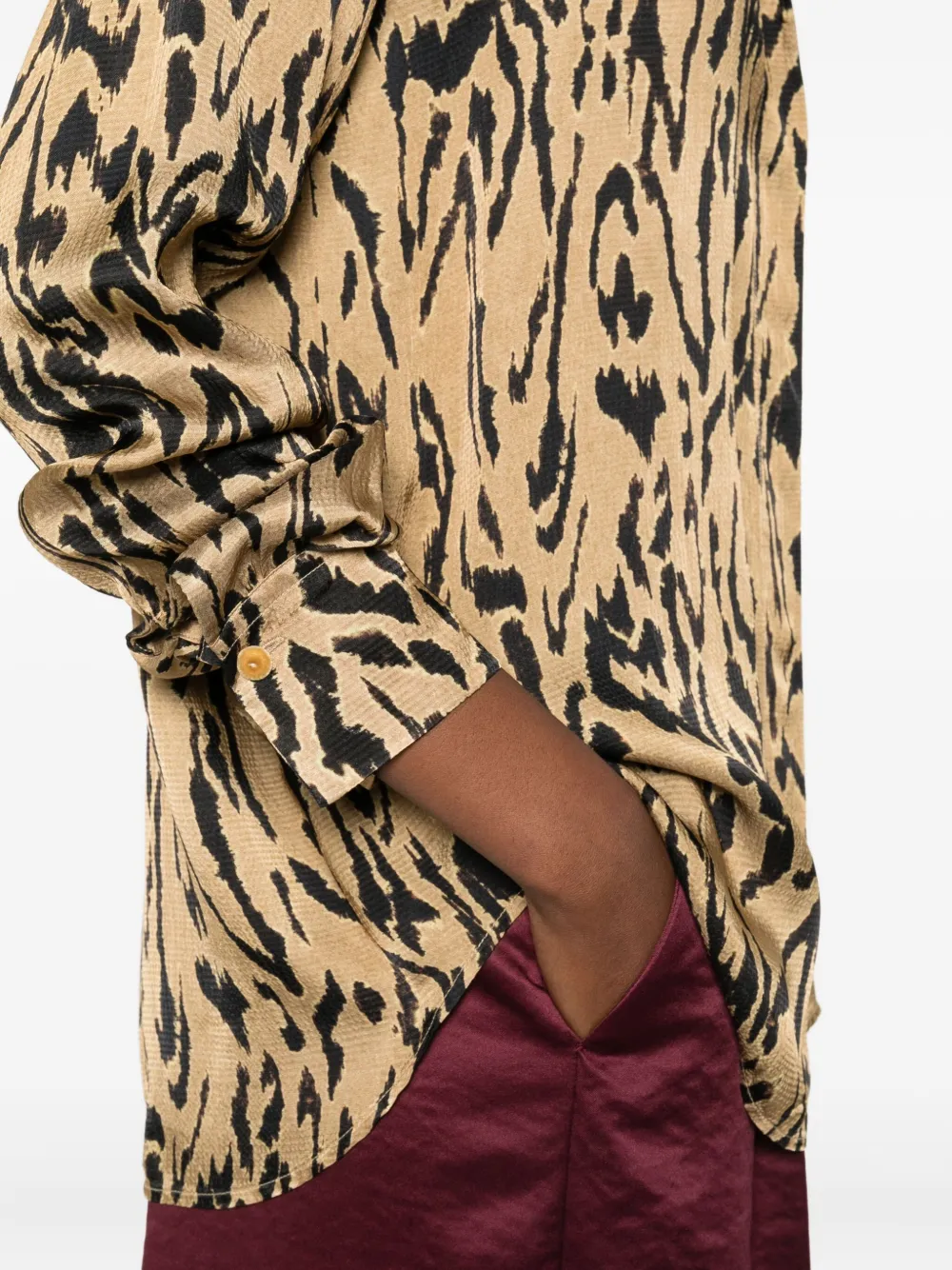 Forte Blouse met dierenprint Beige