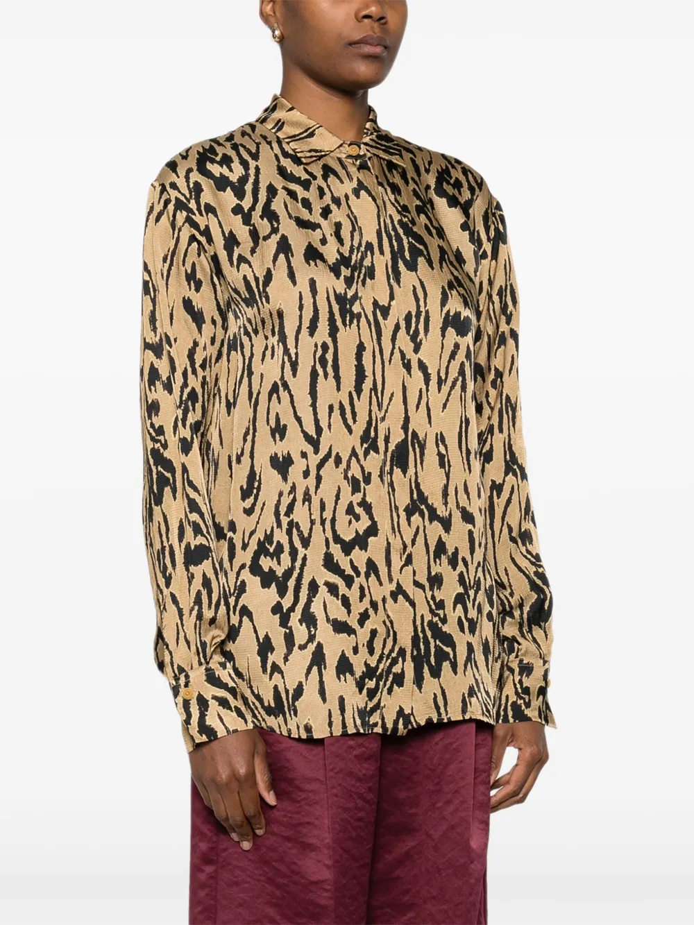 Forte Blouse met dierenprint Beige