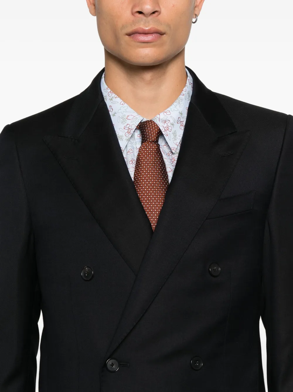 Caruso Pak met dubbele rij knopen Zwart