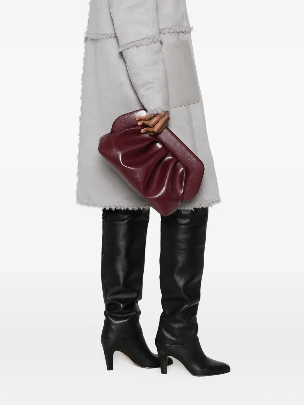 Themoirè Gesmockte clutch - Rood