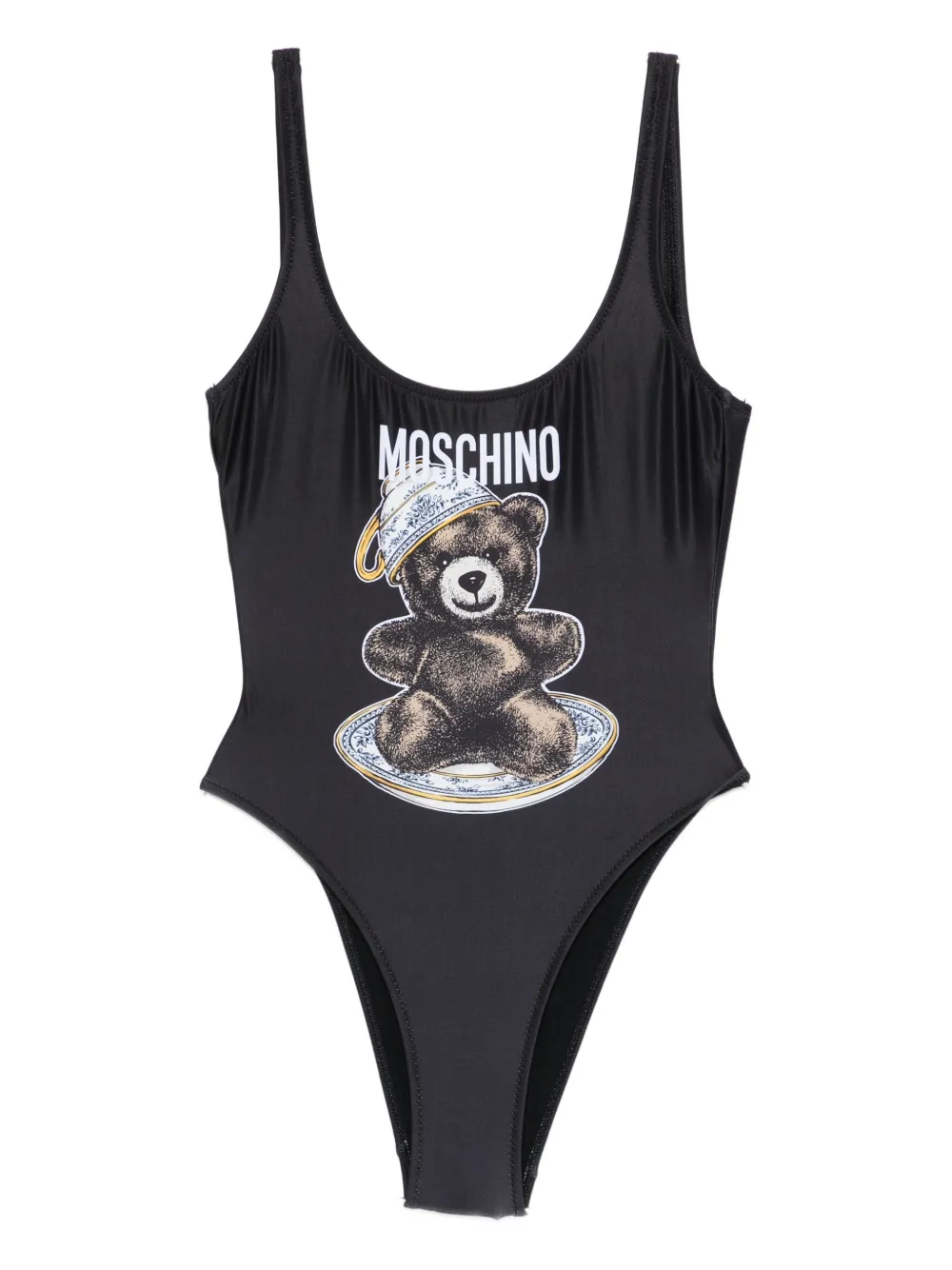 Moschino teddy-print swimsuit Zwart