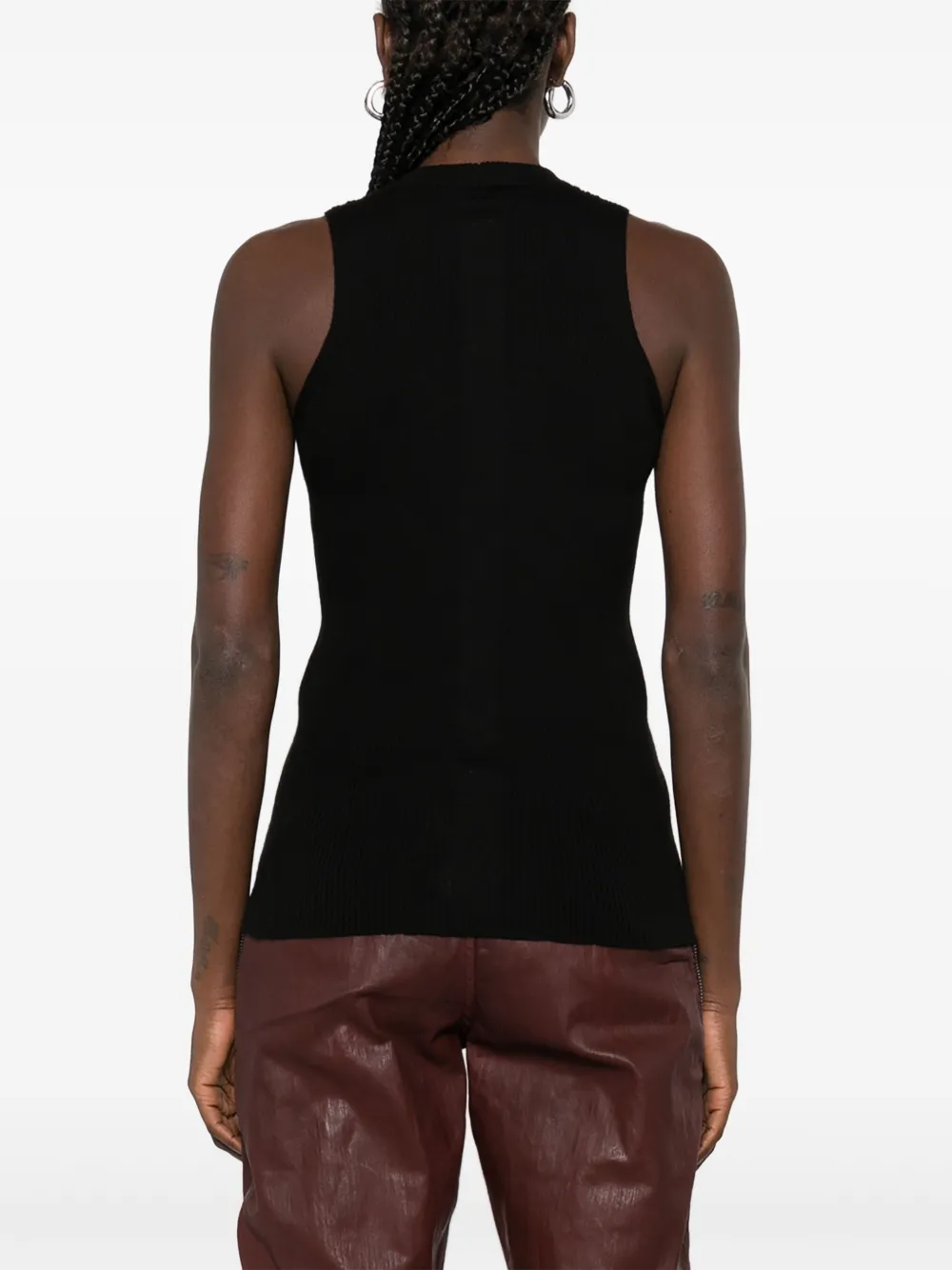 Rick Owens Geribbelde top met hoge hals Zwart