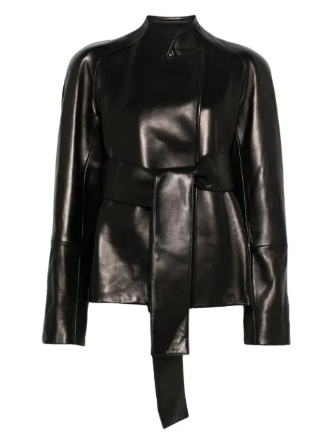 KHAITE leather belted jacket