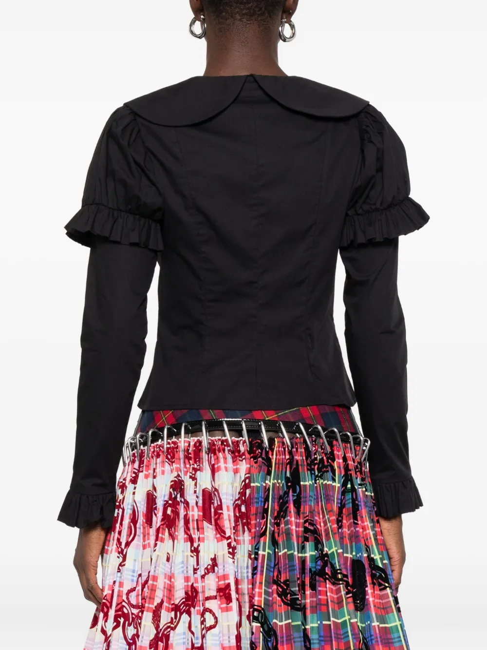 Chopova Lowena Butterfly-embellished Ruffled Shirt In Black