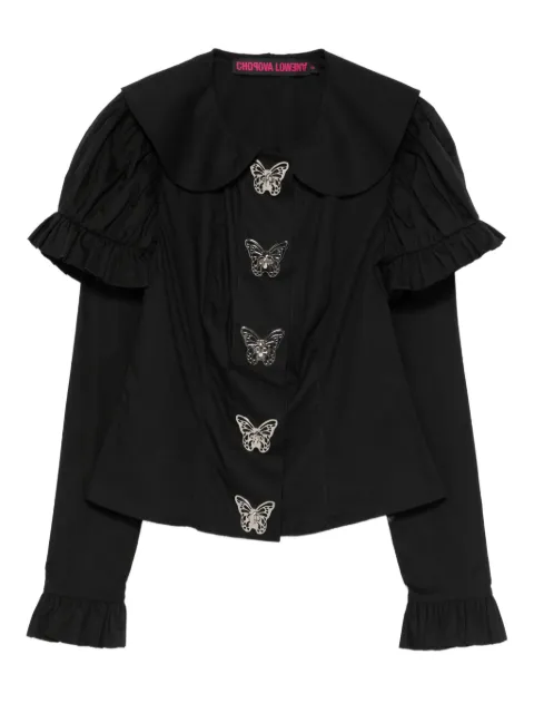 Chopova Lowena camisa con detalle de mariposas y volantes