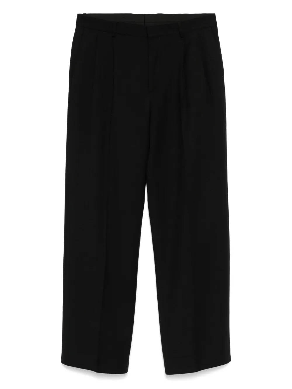 virgin wool straight-leg trousers