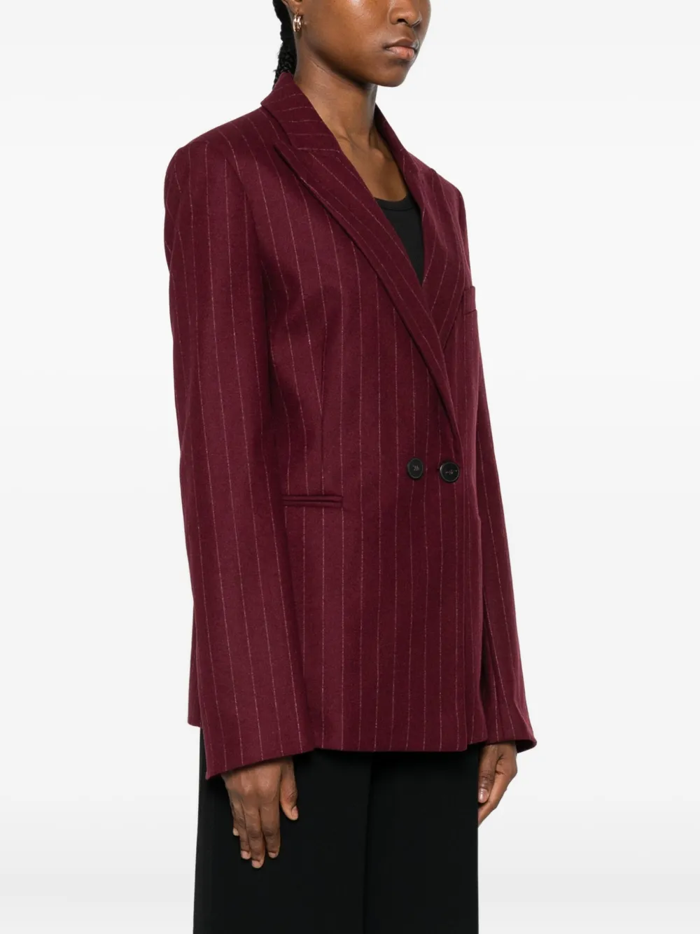 Forte Forte Pinstripe Double-breasted Blazer In Red