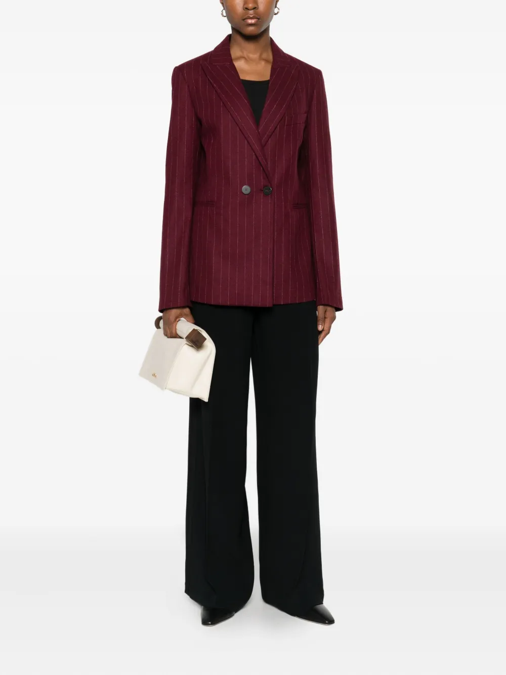 Forte Forte Pinstripe Double-breasted Blazer In Red