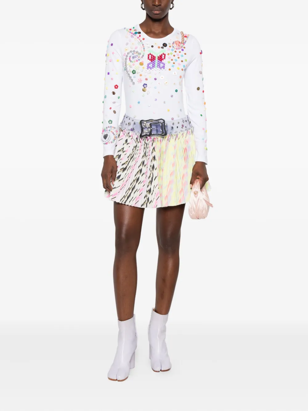 Chopova Lowena Pleated Carabiner Skirt In Multi