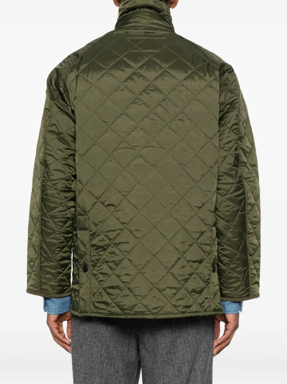 Barbour Corduroy-collar Coat In Green